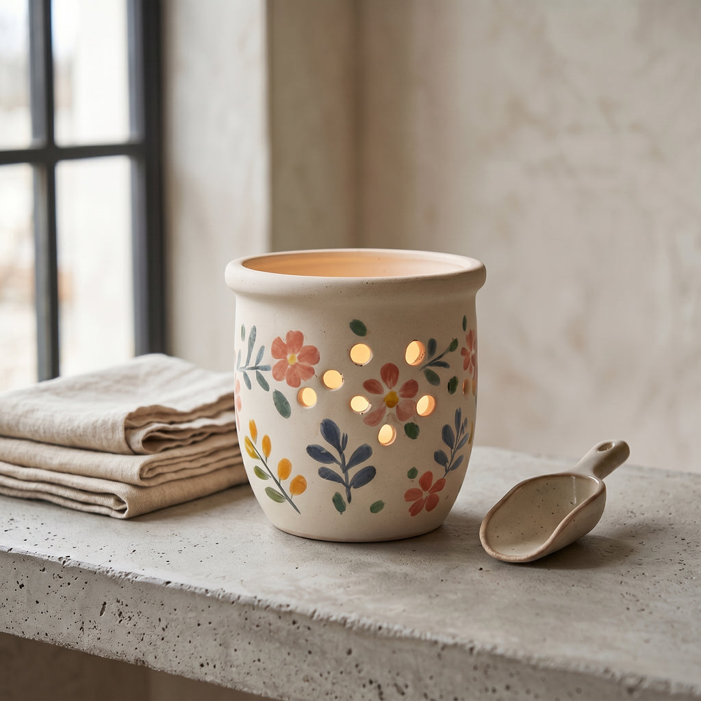 Hand-Painted Floral Ceramic Orchid Planter
