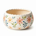 Pastel Floral Scalloped Ceramic Planter Bowl