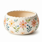 Pastel Floral Scalloped Ceramic Planter Bowl
