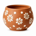 Hand-Painted Daisy Terracotta Globe Planter
