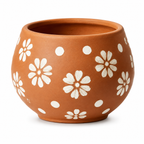 Hand-Painted Daisy Terracotta Globe Planter